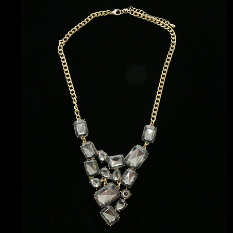 Luxury Crystal Necklace Gold/Gray NWOT
