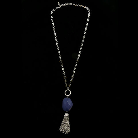 Luxury Crystal Y-Necklace Silver/Blue NWOT