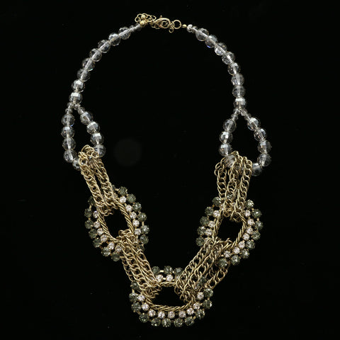 Luxury Crystal Necklace Gold/Green NWOT