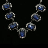 Luxury Crystal Necklace Gunmetal/Blue NWOT