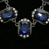 Luxury Crystal Necklace Gunmetal/Blue NWOT