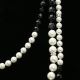 Luxury Crystal Pearl Necklace Silver & Black NWOT