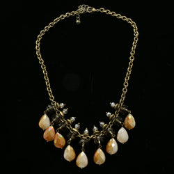 Luxury Faceted Necklace Gold/Brown NWOT
