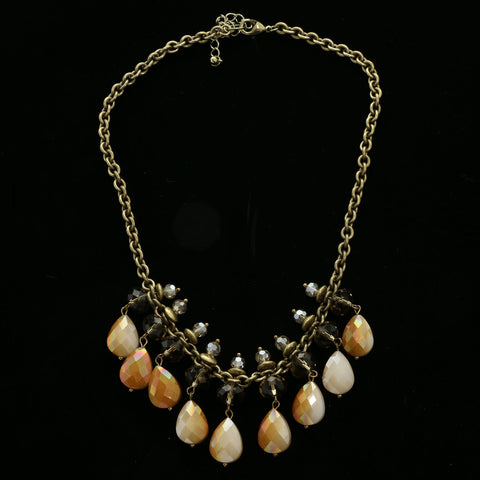 Luxury Faceted Necklace Gold/Brown NWOT