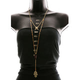 Luxury Crystal Mystic Hand Necklace Gold & Pink NWOT