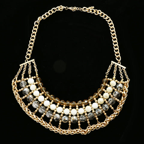 Luxury Faceted Necklace Gold/White NWOT
