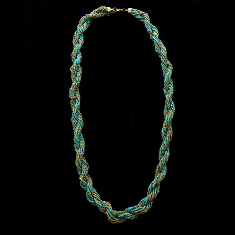 Luxury Beads Necklace Gold/Blue NWOT