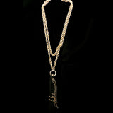 Luxury Faceted Leather Y-Necklace Gold & Black NWOT