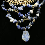 Luxury Semi-Precious Necklace Gold/Blue NWOT