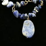 Luxury Semi-Precious Necklace Gold/Blue NWOT