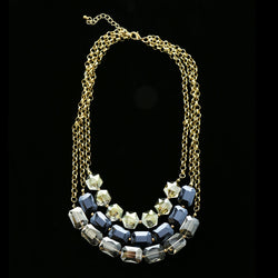 Luxury Faceted Necklace Gold/Blue NWOT