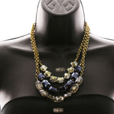 Luxury Faceted Necklace Gold/Blue NWOT