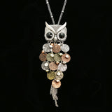 Luxury Crystal Owl Pendant-Necklace Silver & Black NWOT