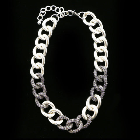 Luxury Crystal Necklace Silver/Purple NWOT
