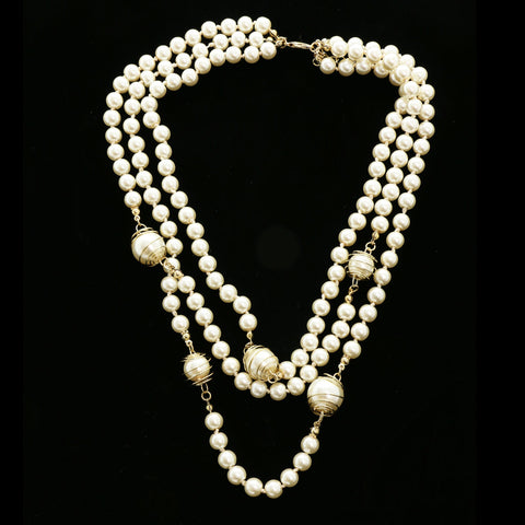 Luxury Pearl Necklace Gold/White NWOT