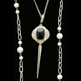 Luxury Crystal Pearl Necklace Silver & White NWOT