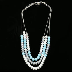Luxury Faceted Necklace Silver/White NWOT