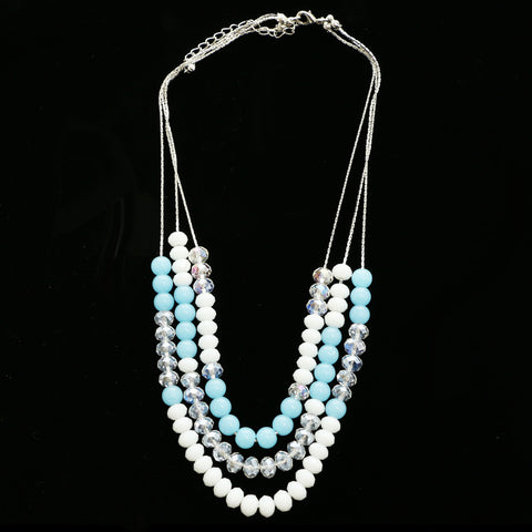 Luxury Faceted Necklace Silver/White NWOT