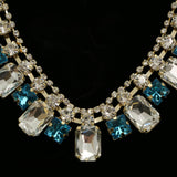 Luxury Crystal Necklace Gold/Blue NWOT
