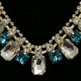 Luxury Crystal Necklace Gold/Blue NWOT
