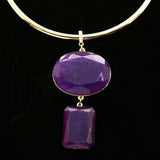 Luxury Semi-Precious Faceted Choker-Necklace Gold & Purple NWOT