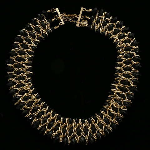 Luxury Faceted Necklace Gold/Black NWOT