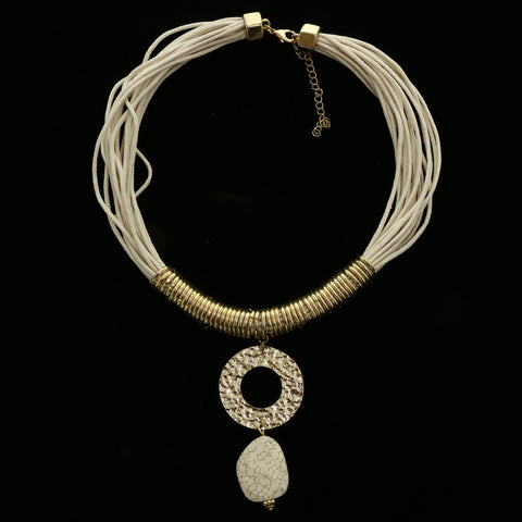 Luxury Semi-Precious Hammered Finsish Necklace Gold NWOT