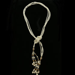 Luxury Crystal Pearl Y-Necklace Gold & White NWOT