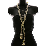 Luxury Crystal Pearl Y-Necklace Gold & White NWOT