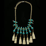 Luxury Faceted Leather Necklace Gold & White NWOT