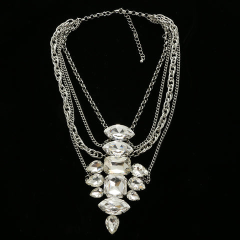 Luxury Crystal Necklace Silver NWOT