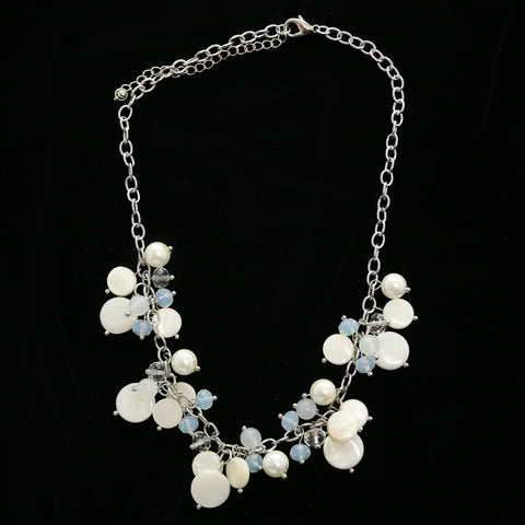 Luxury Shell Necklace Silver/White NWOT