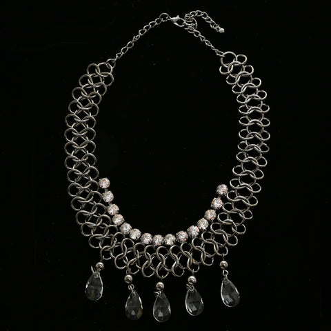 Luxury Crystal Choker-Necklace Gunmetal NWOT