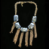 Luxury Crystal Necklace Gold/Blue NWOT