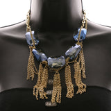 Luxury Crystal Necklace Gold/Blue NWOT