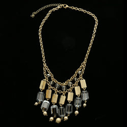 Luxury Faceted Necklace Gold/Clear NWOT