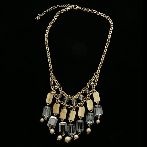 Luxury Faceted Necklace Gold/Clear NWOT
