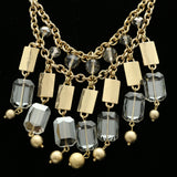 Luxury Faceted Necklace Gold/Clear NWOT