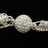 Luxury Crystal Magnetic Clasp Necklace Silver NWOT