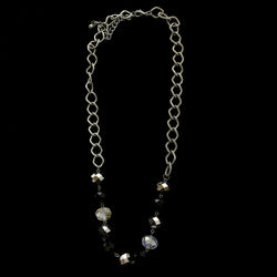 Luxury Faceted Necklace Gunmetal/Black NWOT