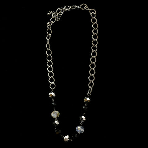 Luxury Faceted Necklace Gunmetal/Black NWOT
