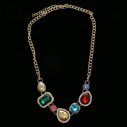 Luxury Crystal Necklace Gold/Multicolor NWOT