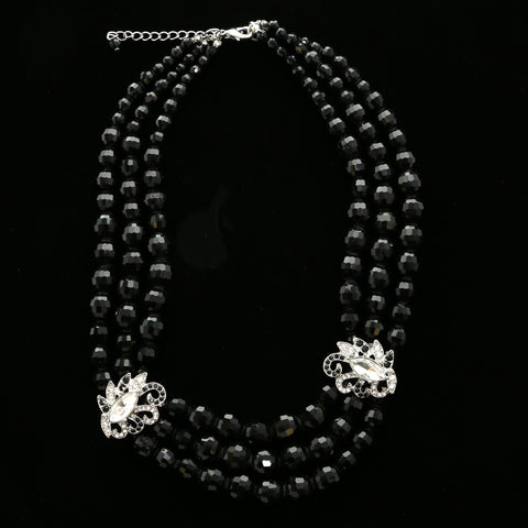 Luxury Crystal Necklace Silver/Black NWOT