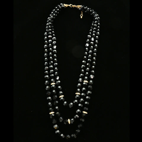 Luxury Crystal Necklace Gold/Black NWOT
