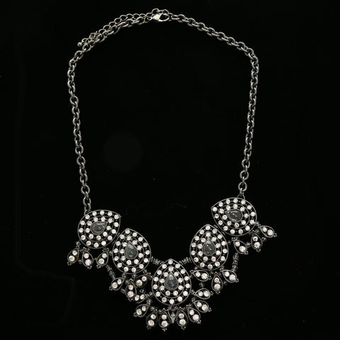 Luxury Crystal Necklace Gunmetal NWOT