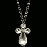 Luxury Crystal Lock and Key Y-Necklace Silver NWOT