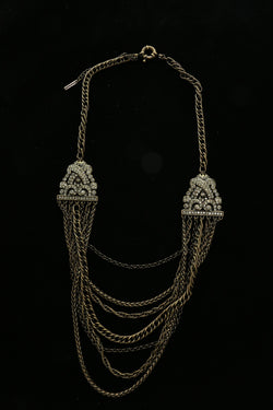 Luxury Crystal Antiqued Necklace Gold NWOT