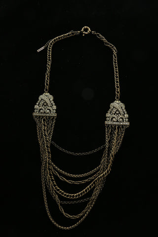 Luxury Crystal Antiqued Necklace Gold NWOT