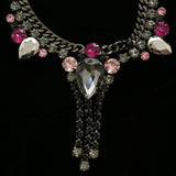 Luxury Crystal Necklace Gunmetal/Purple NWOT