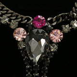 Luxury Crystal Necklace Gunmetal/Purple NWOT